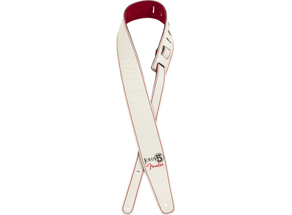 Fender John 5 Leather Strap White and Red